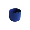 A blue stretchy armband, designed as a clothing accessory, with a plain texture and a logo.