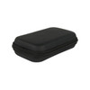 A small black zipper case with a sleek design and a smooth surface, featuring a zip closure and an inner compartment.