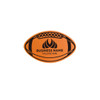 An orange foam rugby mitt with black accents and a logo. The design features the shape of a rugby ball.