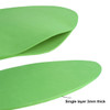 A green sports foam mitt with a 3mm thick single layer, featuring a smooth surface and rounded edges.