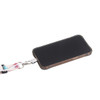 An adjustable lanyard in pastel colours attached to a clear phone case, featuring a metal clip for securing.
