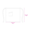 A white design outline of a polyester canvas half apron, featuring a pocket and adjustable ties.