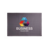 A diatomite floor mat in grey featuring a colourful geometric logo and text layout, designed for office use.