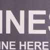 A grey floor mat featuring a logo and large text, designed for office or business environments.