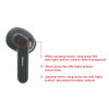 Black ANC Wireless Earbud with a button for controlling music functions, featuring a simple design and branding.