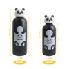 A drink bottle featuring a black body with a panda head cap, available in two sizes: 350ml and 500ml.