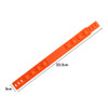 An orange fidget wristband with multiple bubble poppers, measuring 23.5 cm in length and 2 cm in width.