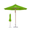 A green 3x3m octagon outdoor umbrella with a wooden pole and a matching cover. Features a logo on the canopy.