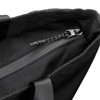 A black cooler bag featuring a zippered closure and sturdy straps. It has a textured interior lining.