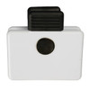 A Crest Magnetic Clip in white with a black grip and a metal magnet on the back.