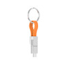 A magnetic charging cable in orange with a keyring attachment. The connector has a sleek silver finish.