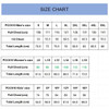 A size chart for the PCC010 polyester sublimated basic polo, detailing men's, women's, and kids' sizes in centimetres.