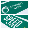A green sports tee shirt featuring a logo and the text "SPEED LINES" in bold white letters.