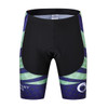 Men's sublimated cycling shorts in black with green and blue wave patterns, featuring a logo on the side.