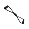 A black Figure 8 resistance band with handles, designed for fitness and sporting activities.