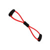 A red Figure 8 resistance band with black handles, designed for fitness and sports activities.