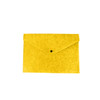 A yellow felt file folder with an envelope-style closure and a button detail.
