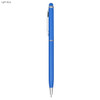 A light blue stylus pen with a sleek design and a silver clip, featuring branding on the side.