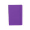 A purple PU A6 notebook with a flexible cover and an elastic band closure. Features a logo on the front.