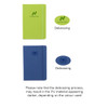 APU A6 notebook in green and blue, featuring a logo on each cover. The design includes a debossed finish.