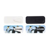 A set of smart webcam covers in white and black, featuring a colourful penguin design and a logo space.