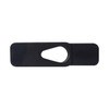 A black smart webcam cover with an oval cutout, designed to protect privacy while using a webcam.