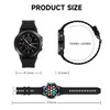 A round black smart watch with a colourful display, featuring measurements of 47.3mm width and 12.5mm thickness.