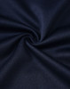 A close-up of dark navy fabric, showing a smooth, textured weave ideal for polo shirts.