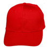A red polycotton twill cap with a curved brim and ventilation holes, featuring a logo on the front.