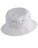 A white soft washed bucket hat with a simple design and small eyelet accents.