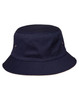 A navy bucket hat with a wide brim and two side ventilation holes. The hat features a simple design and no visible branding.
