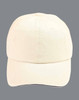 A washed beige cap with a curved brim and an adjustable strap, featuring a logo on the front.