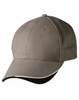 A khaki cap with a curved peak, featuring a simple design and an interior black lining. It has a logo on the front.