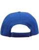 A blue pique mesh structured cap with an adjustable back strap and ventilation holes. It features a logo.