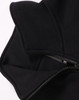 A black 1/2 zip collar fleece jumper featuring a smooth fabric texture and a zip closure, with a logo present.