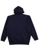 A navy full-zip fleecy hoodie with a hood, featuring long sleeves and a solid design.
