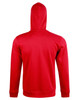 A red men's full zip contrast fleece hoodie featuring a hood and long sleeves. Includes a logo on the garment.