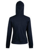 A navy ladies' full zip contrast fleece hoodie featuring a hood and long sleeves, with a logo on the back.
