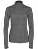 A ladies' half zip long sleeve sweat top in a dark grey colour with a logo. Suitable for casual wear or layering.