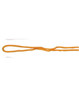 An orange chin strap breakaway clip with a looped design, featuring a simple, slender form.