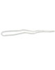A white break-away chin strap clip, featuring a simple loop design. It has a small logo on the side.