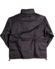 A black Kids' Outdoor Activity Spray Jacket with a simple design and adjustable hem, featuring a logo.