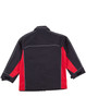 A black and red men's 3-in-1 jacket with a logo, featuring long sleeves and a zipped back.