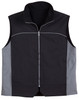A black and grey men's 3-in-1 jacket with a zip front and a collar. It features a logo on the chest.