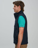 A men's softshell hi-tech vest in navy, featuring a fitted design and a logo on the chest.