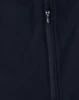 A dark navy softshell vest featuring a zippered closure and a logo on the fabric.