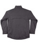 A black men's chalet jacket with a high collar and long sleeves, featuring a logo on the back.