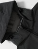 A softshell full zip hoodie in dark grey, featuring a hood and zippered closure, with a logo present.