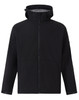 A black kids' softshell full zip hoodie with a grey interior and a zippered front. It features a stand-up collar and a logo.