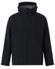 A kids' softshell full zip hoodie in navy blue, featuring a grey interior and a logo on the chest.